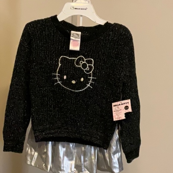 Hello Kitty Sparkly Black Kids Sweater - Picture 1 of 5
